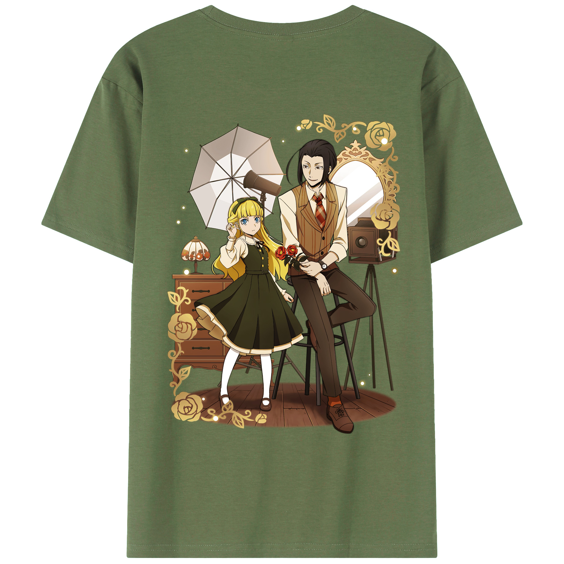 （画像用） 文豪ストレイドッグス Bungo Stray Dogs 綿100％ メンズ半袖Tシャツ（バックプリント） 通気性